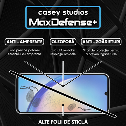 Folie Sticla MaxDefense+ - Samsung Galaxy A15/A15 5G/A24 4G/A25/M15 - Negru