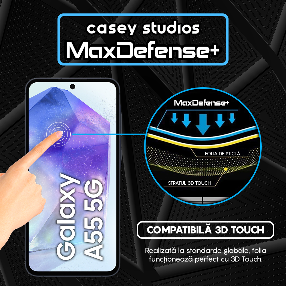 Folie Sticla MaxDefense+ - Samsung Galaxy A35/A55 - Negru