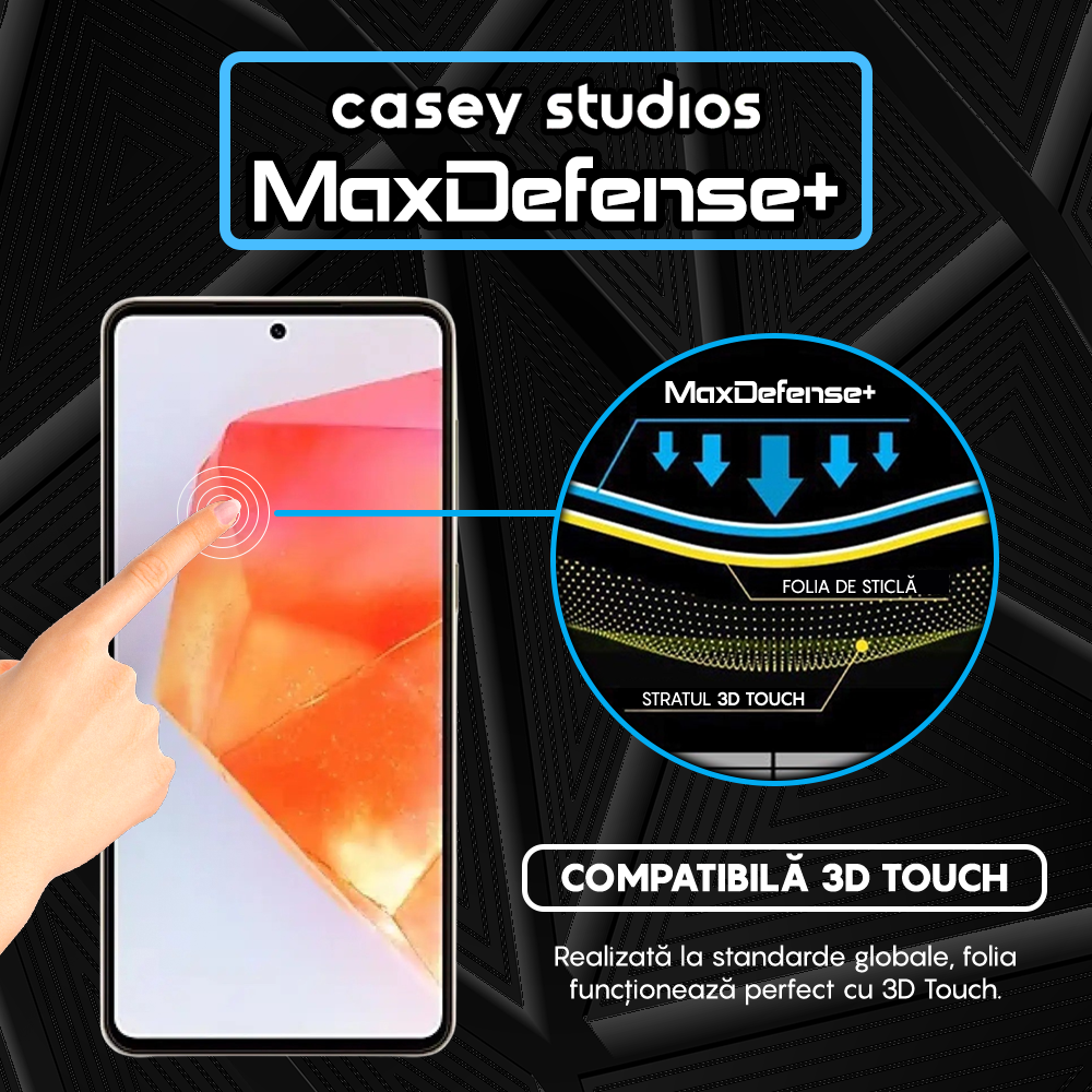Folie Sticla MaxDefense+ - Samsung Galaxy C55 - Negru
