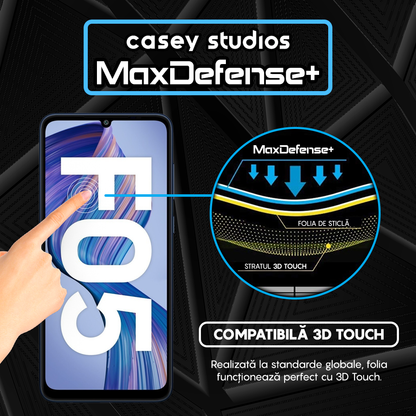 Folie Sticla MaxDefense+ - Samsung Galaxy F05 - Negru