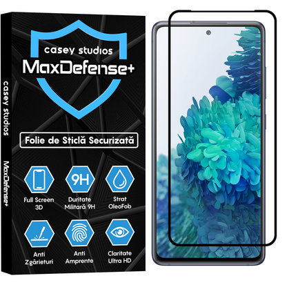 MaxDefense+ Tempered Glass Screen Protector - Samsung Galaxy S20 FE 2022 - Black