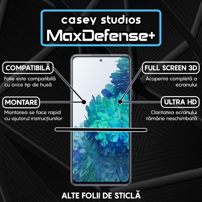MaxDefense+ Tempered Glass Screen Protector - Samsung Galaxy S20 FE 2022 - Black