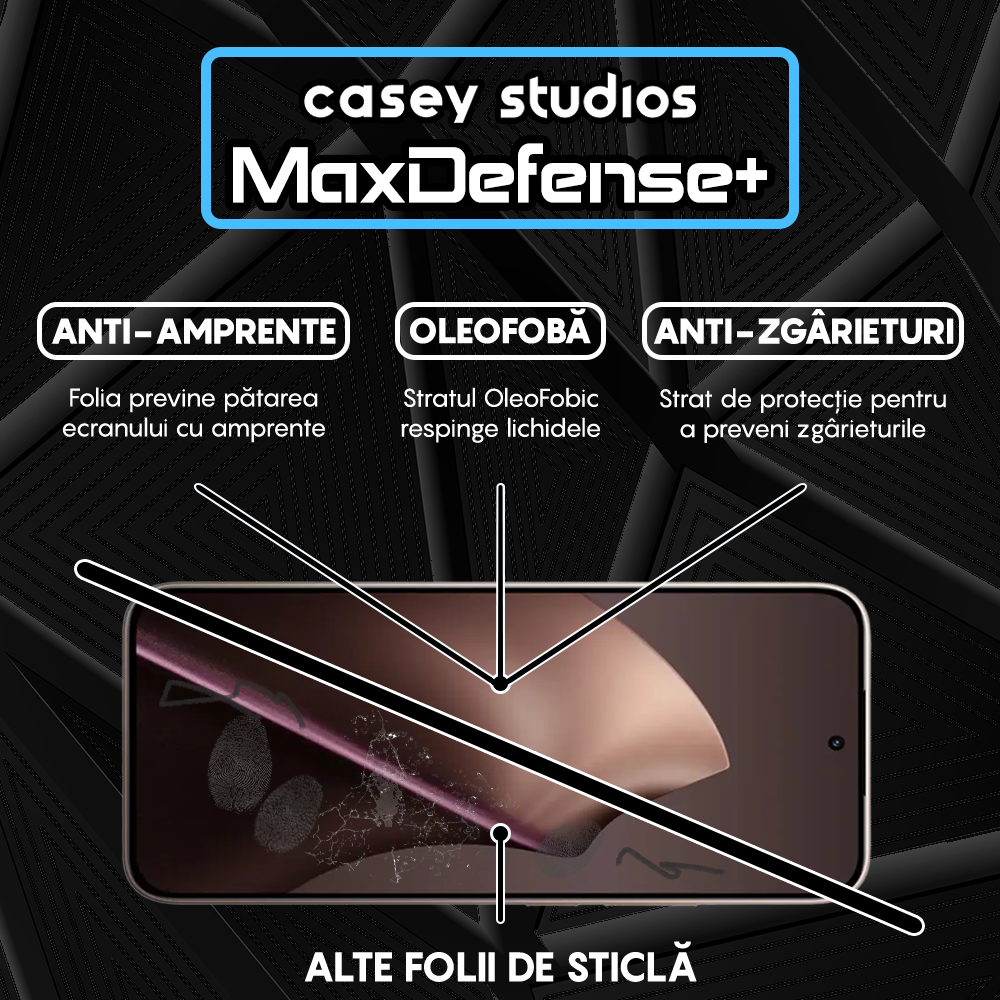 Folie Sticla MaxDefense+ - Xiaomi 15T Pro - Negru