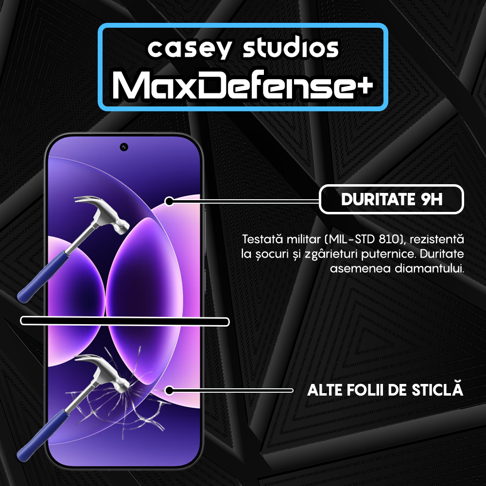 Folie Sticla MaxDefense+ - Xiaomi 17 - Negru