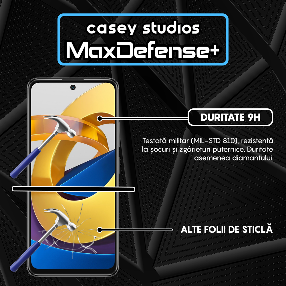 Folie Sticla MaxDefense+ - Xiaomi Poco M4 Pro 5G - Negru