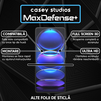 Folie Sticla MaxDefense+ - Xiaomi Redmi Note 12 Pro 5G/Redmi Note 12 Pro+ - Negru