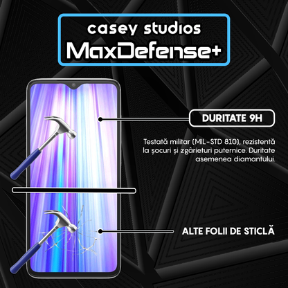 Folie Sticla MaxDefense+ - Xiaomi Redmi Note 8 Pro - Negru