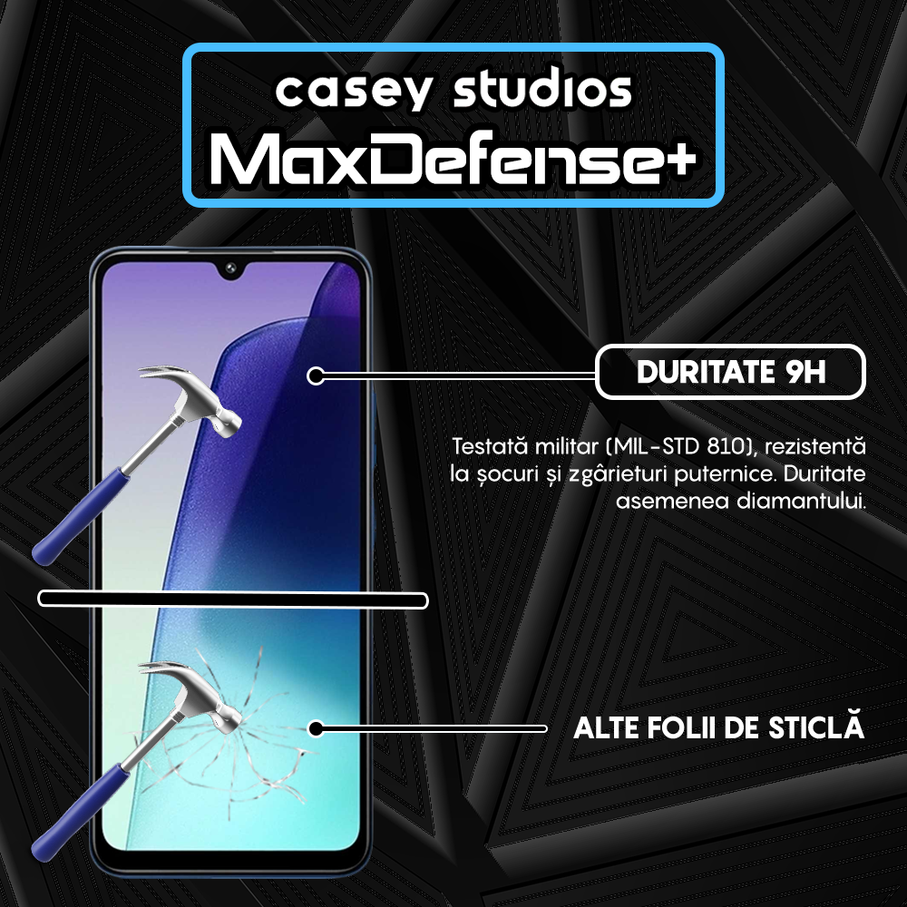 Folie Sticla MaxDefense+ - Xiaomi Poco C75 5G - Negru