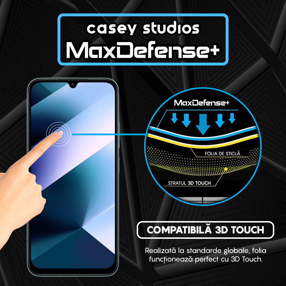 Folie Sticla MaxDefense+ - Xiaomi Poco C85 - Negru