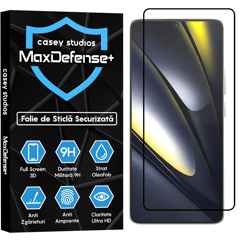 Folie Sticla MaxDefense+ - Xiaomi Poco F6 - Negru
