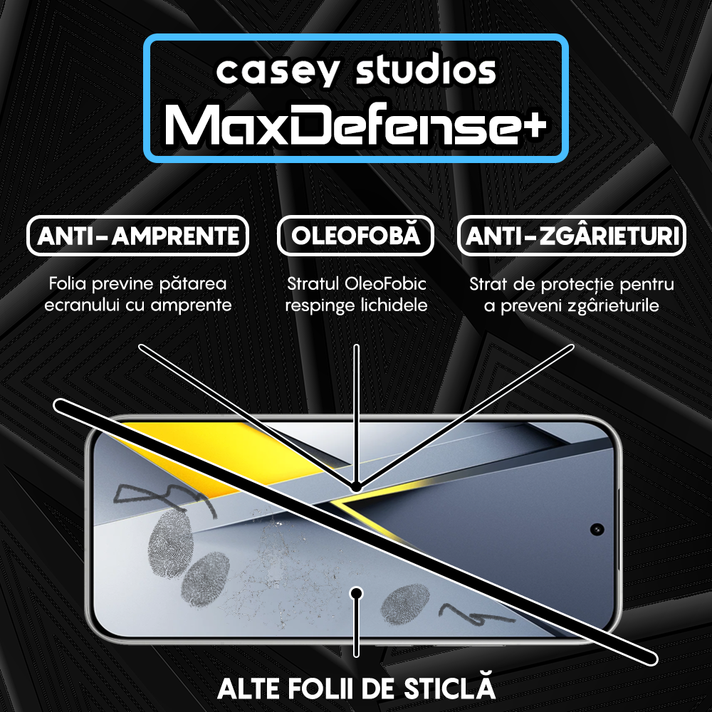 Folie Sticla MaxDefense+ - POCO F8 Pro - Negru
