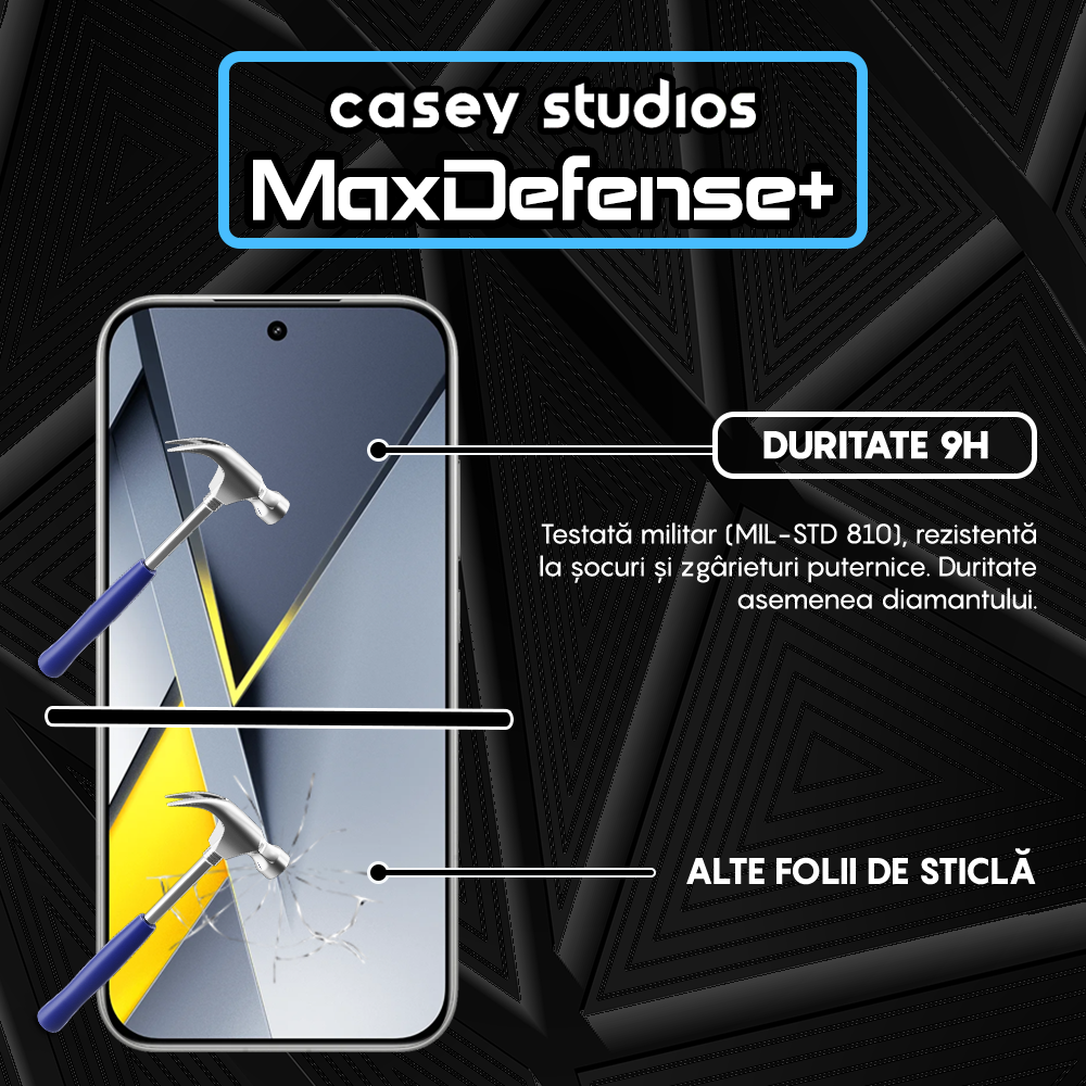 Folie Sticla MaxDefense+ - POCO F8 Pro - Negru