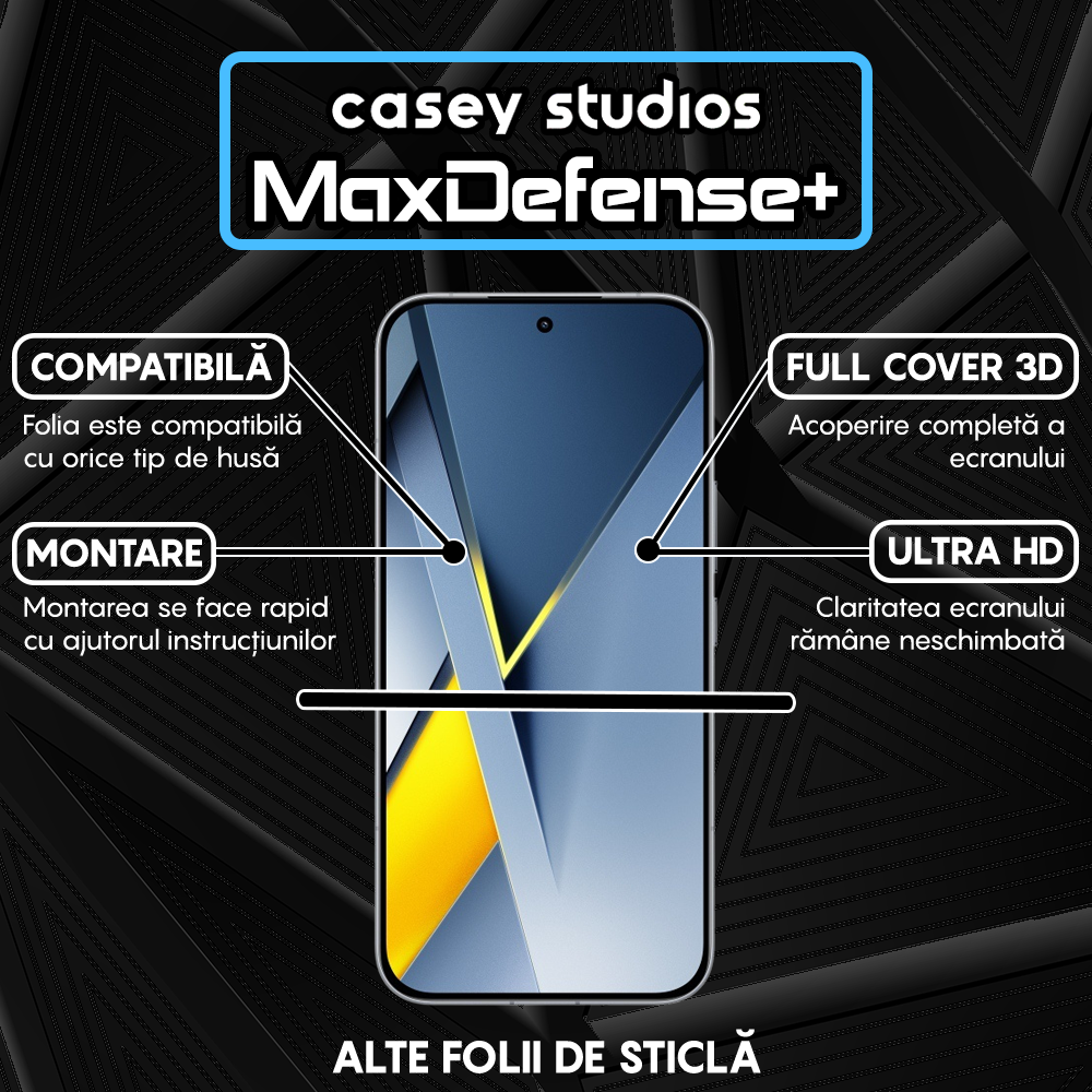 Folie Sticla MaxDefense+ - POCO F8 Ultra - Negru