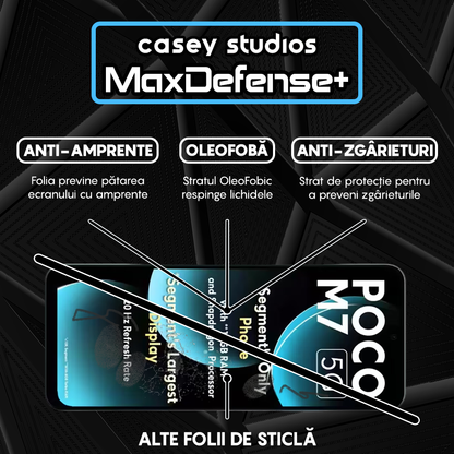 Folie Sticla MaxDefense+ - Xiaomi Poco M7 - Negru