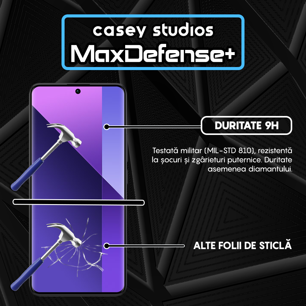 Folie Sticla MaxDefense+ - Xiaomi Redmi Note 13 Pro Plus - Negru