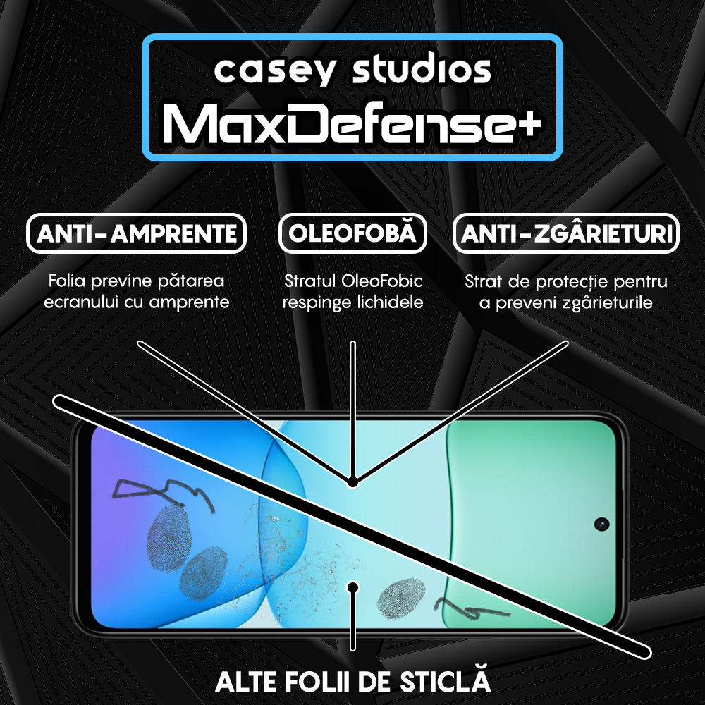 Folie Sticla MaxDefense+ - Xiaomi Redmi Note 13R - Negru