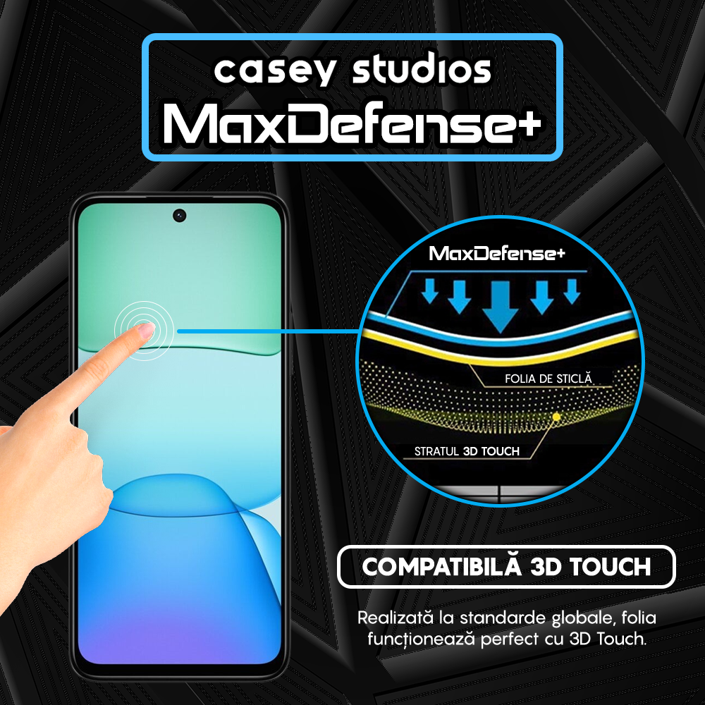 Folie Sticla MaxDefense+ - Xiaomi Redmi Note 13R - Negru