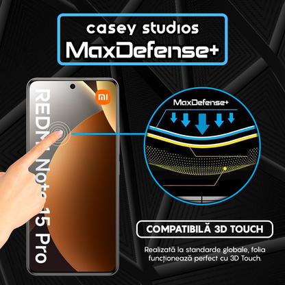 Folie Sticla MaxDefense+ - REDMI Note 15 Pro - Negru