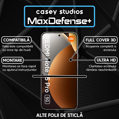 Folie Sticla MaxDefense+ - REDMI Note 15 Pro 5G - Negru