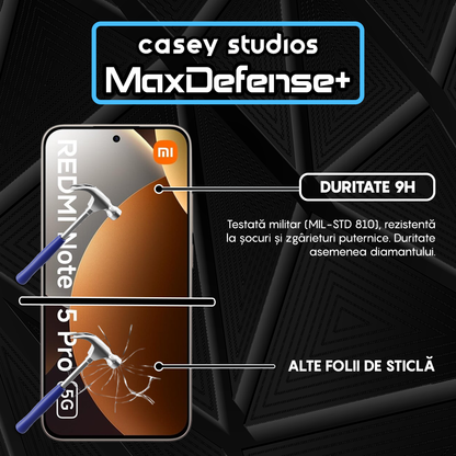 Folie Sticla MaxDefense+ - REDMI Note 15 Pro 5G - Negru