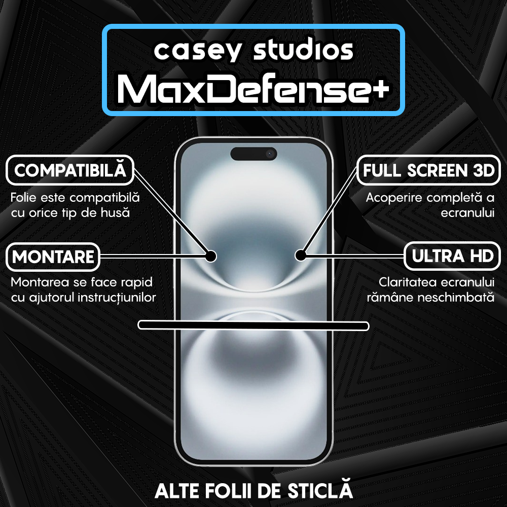 Folie Sticla MaxDefense+ - iPhone 16 - Matte