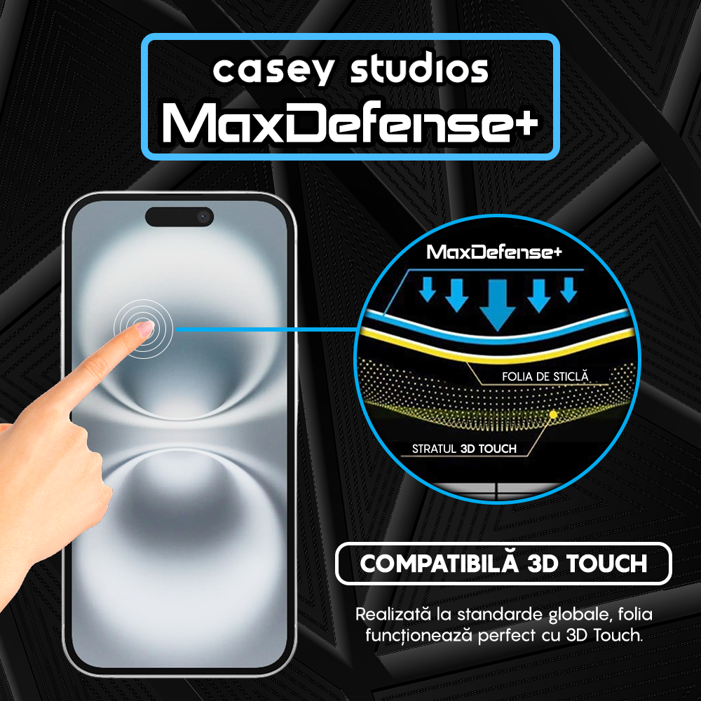 Folie Sticla MaxDefense+ - iPhone 16 - Matte