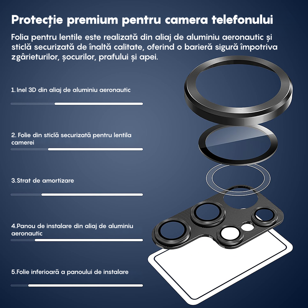 Set 2x Folie Camera MaxDefense+ - Samsung Galaxy S25 Ultra - Clear