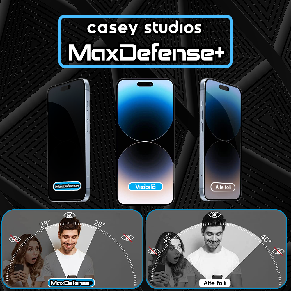 Folie Sticla MaxDefense+ - iPhone 14 Pro - Privacy