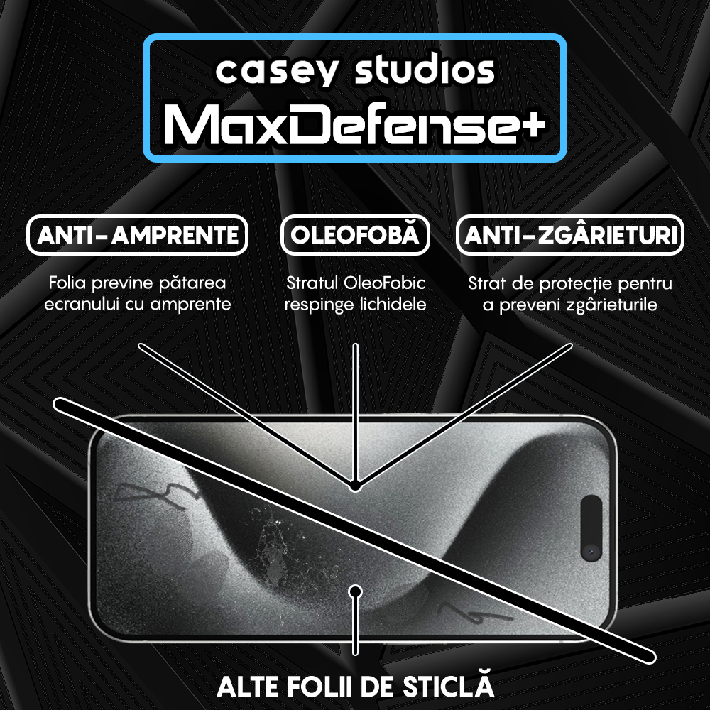 Folie Sticla MaxDefense+ - iPhone 15 Pro - Privacy
