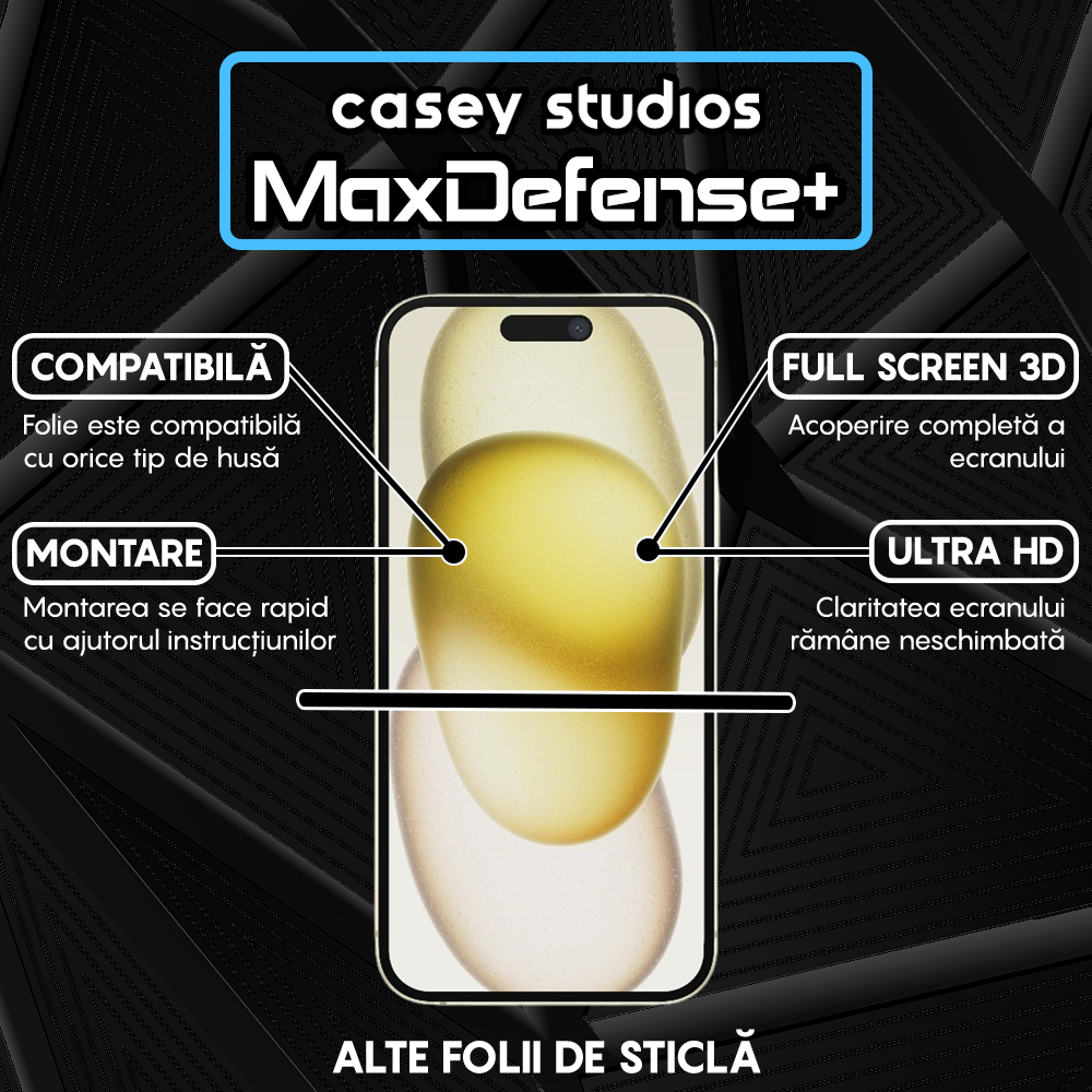 Folie Sticla MaxDefense+ - iPhone 15 Plus - Privacy