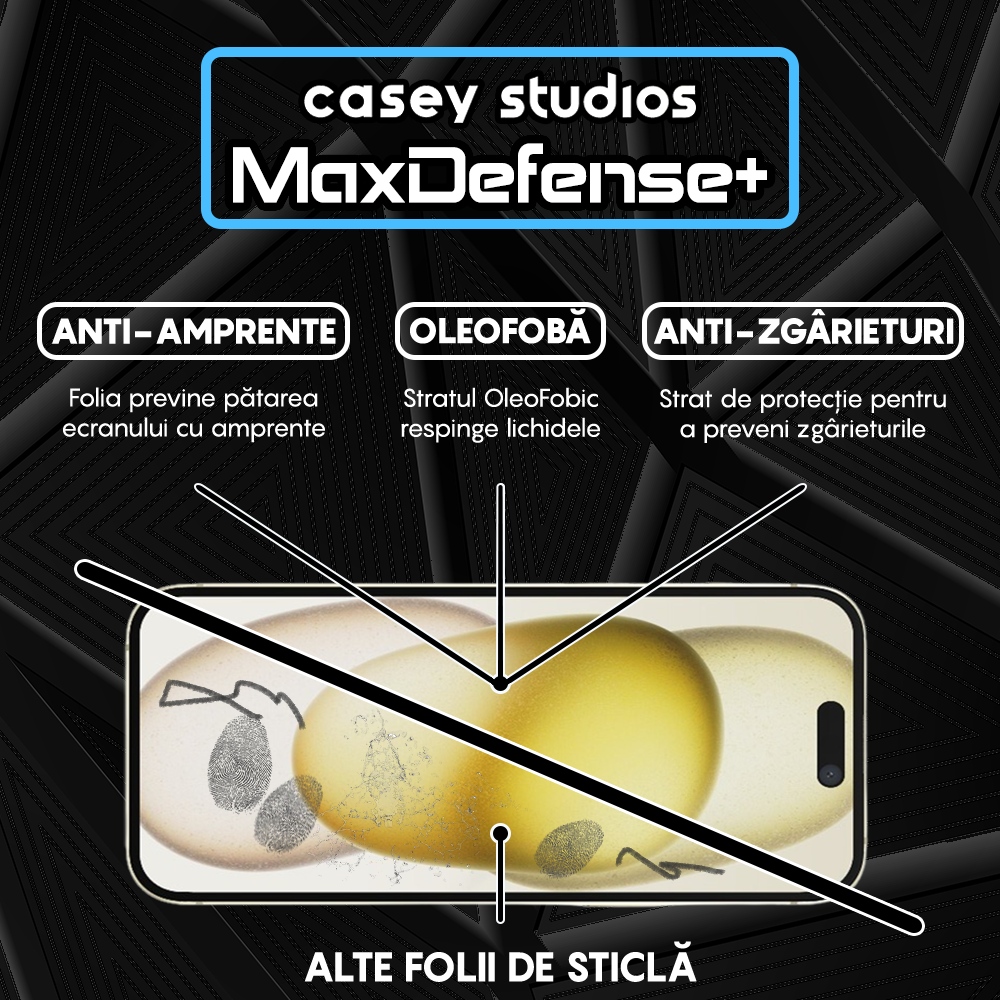 Folie Sticla MaxDefense+ - iPhone 15 Plus - Privacy