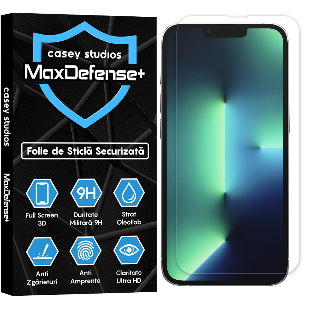 Folie Sticla MaxDefense+ - iPhone 13/13 Pro - Clear