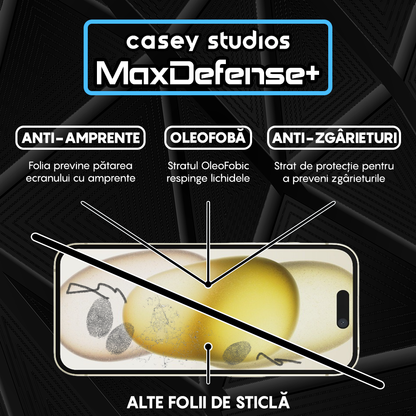 Folie Sticla MaxDefense+ - iPhone 15 - Clear