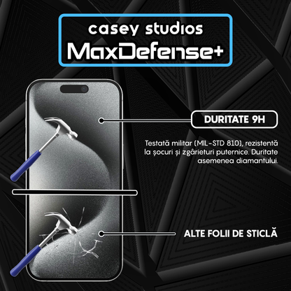 Folie Sticla MaxDefense+ - iPhone 15 Pro - Clear