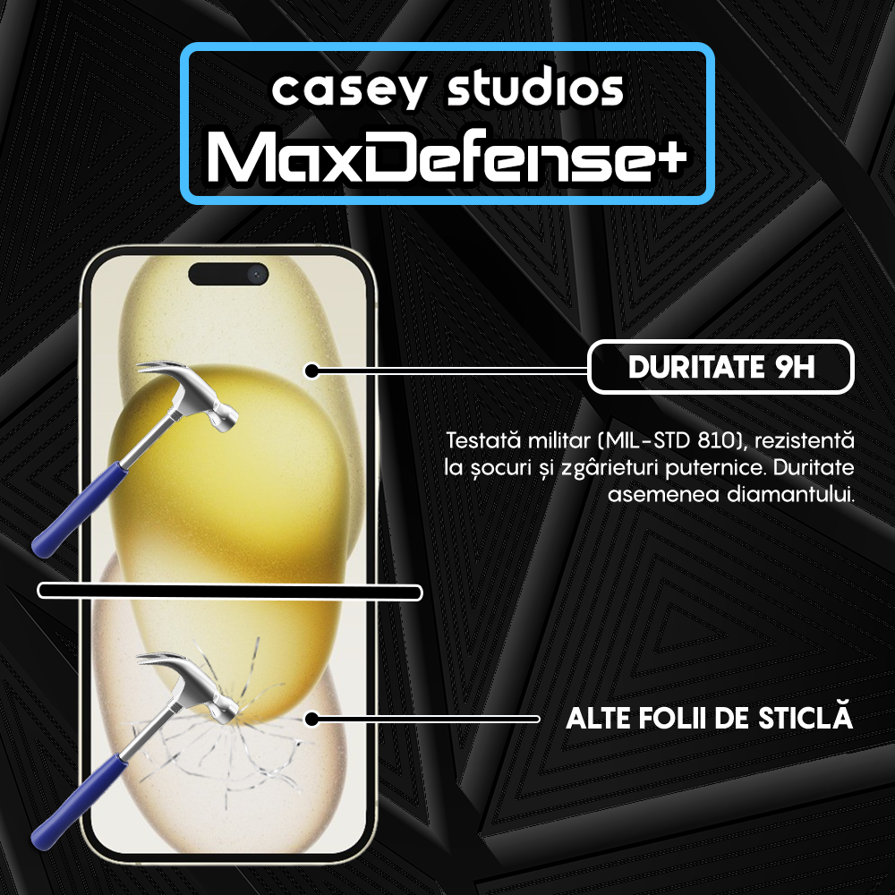 Folie Sticla MaxDefense+ - iPhone 15 Plus - Clear
