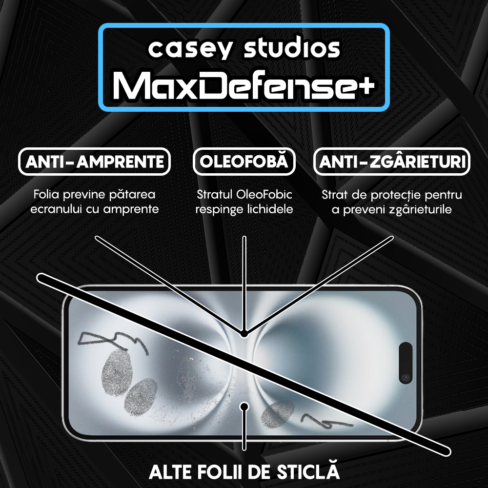 Folie Sticla MaxDefense+ - iPhone 16 Plus - Clear