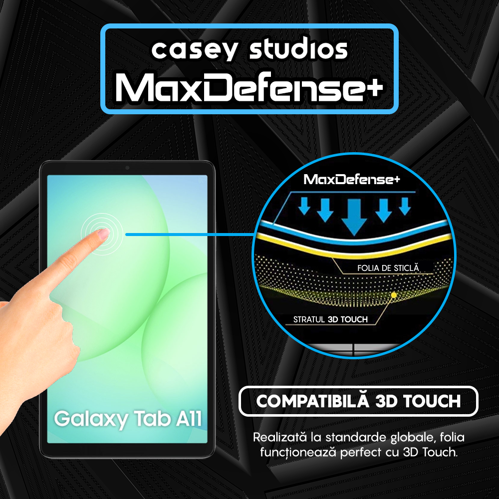Folie Sticla MaxDefense+ - Samsung Galaxy Tab A11 - Clear