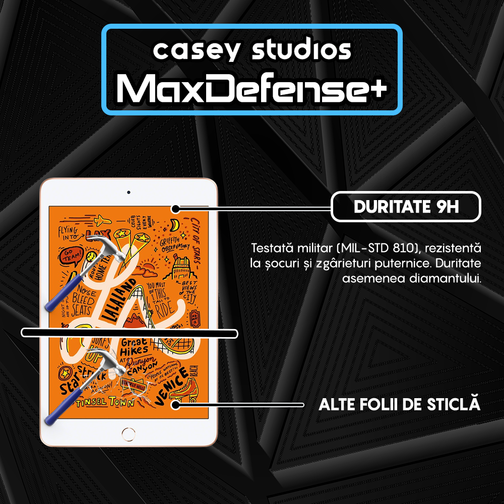Folie Sticla MaxDefense+ - iPad Mini 5/4 2019 7.9" - Clear