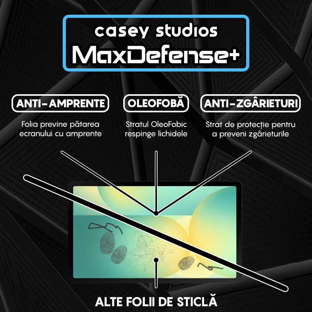 Folie Sticla MaxDefense+ - Samsung Galaxy Tab S10 FE - Clear