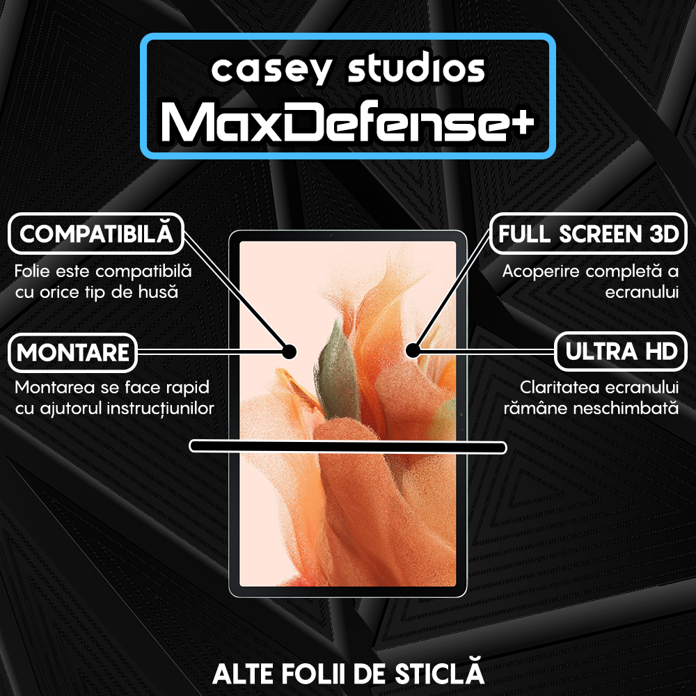 MaxDefense+ Glass Film - Samsung Galaxy Tab S9 FE Plus 5G/S9 Plus/S8 Plus/S7 Plus/S7 FE 12.5" - Clear