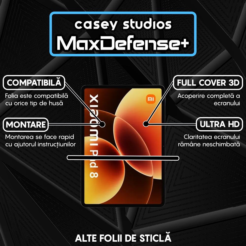 Folie Sticla MaxDefense+ - Xiaomi Pad 8 - Clear