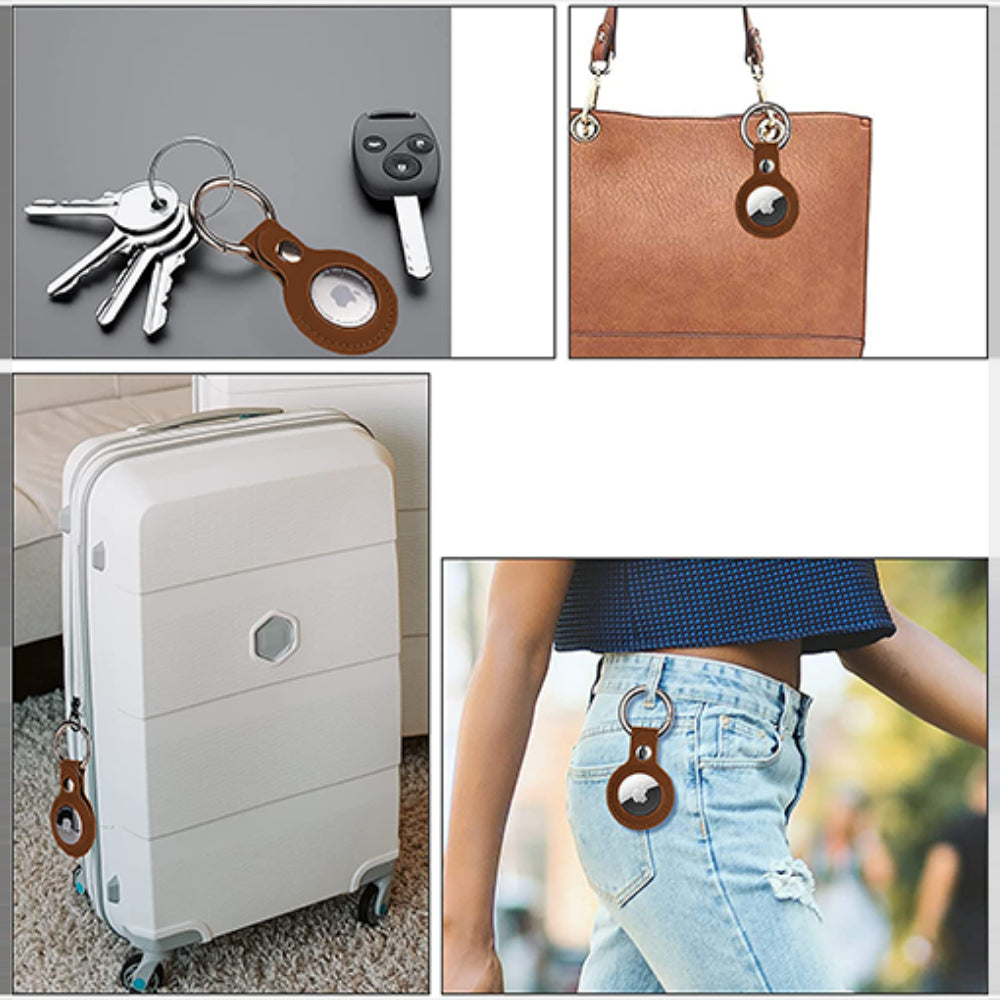 Husa Leather - AirTag - Maro