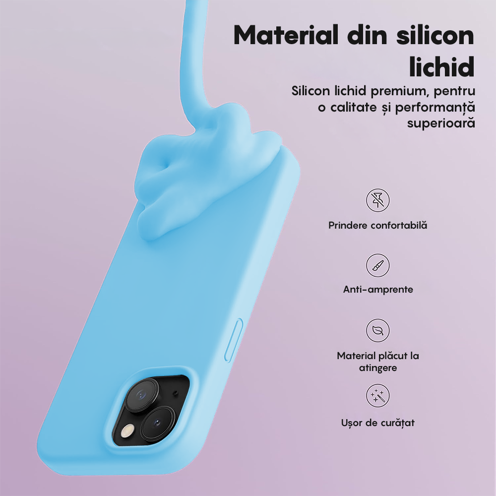Husa Soft Silicone - iPhone 15 - Cadet Blue