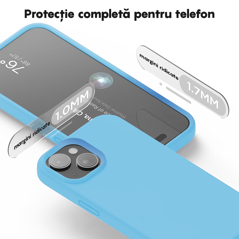 Husa Soft Silicone - iPhone 15 Plus - Cadet Blue
