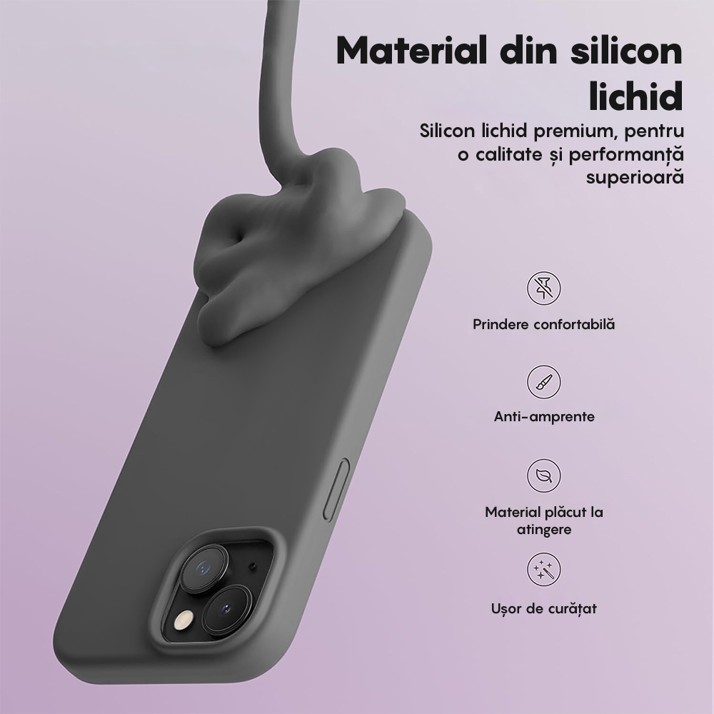 Husa Soft Silicone - iPhone 15 Plus - Dark Grey