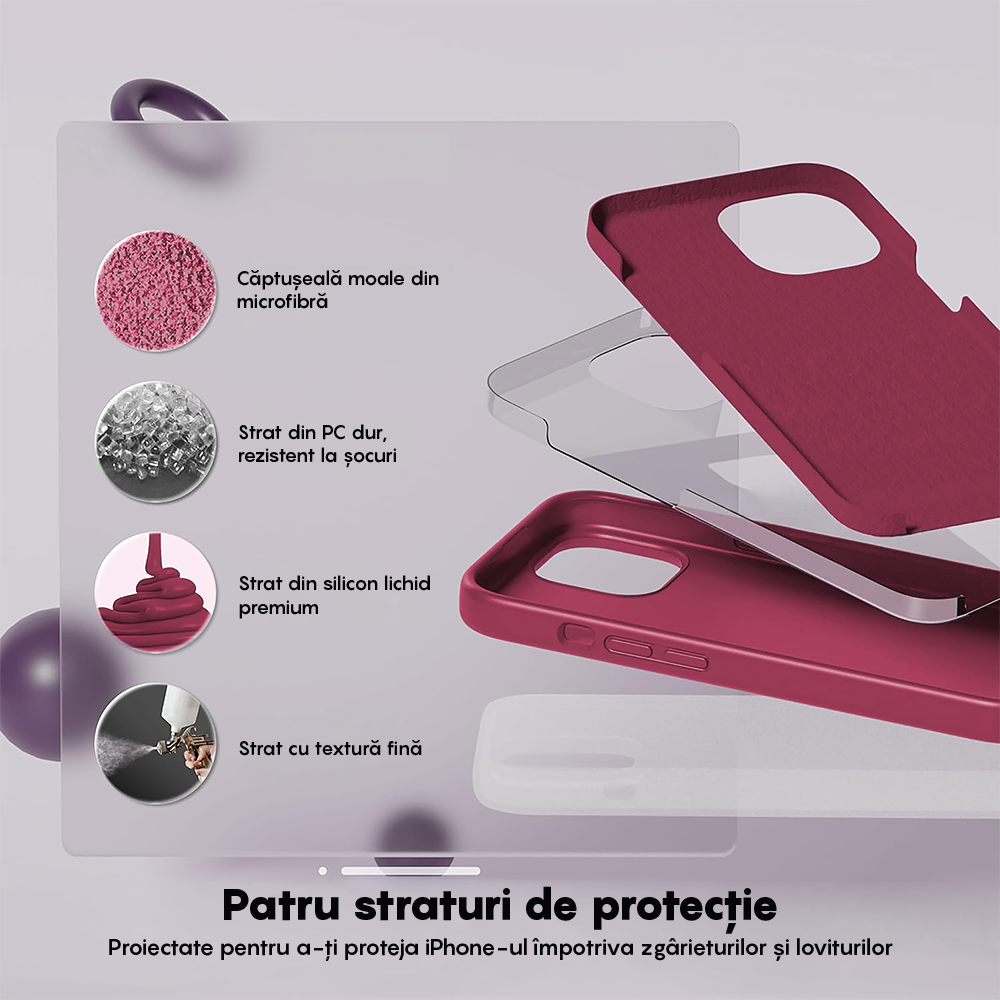 Husa Soft Silicone - iPhone 15 Plus - Burgundy