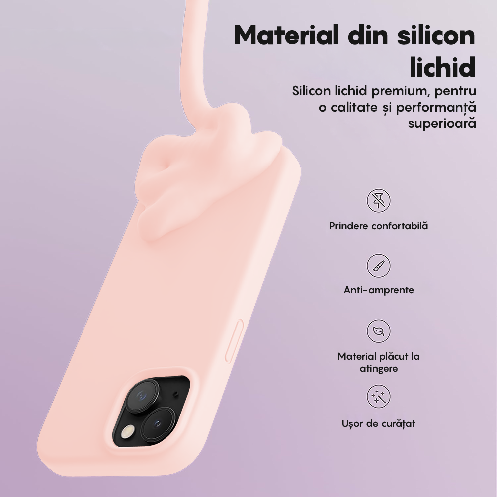 Husa Soft Silicone - iPhone 15 Plus - Pink Sand