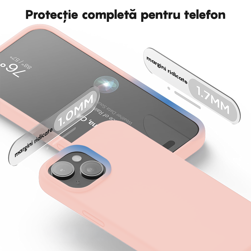 Husa Soft Silicone - iPhone 15 Plus - Pink Sand
