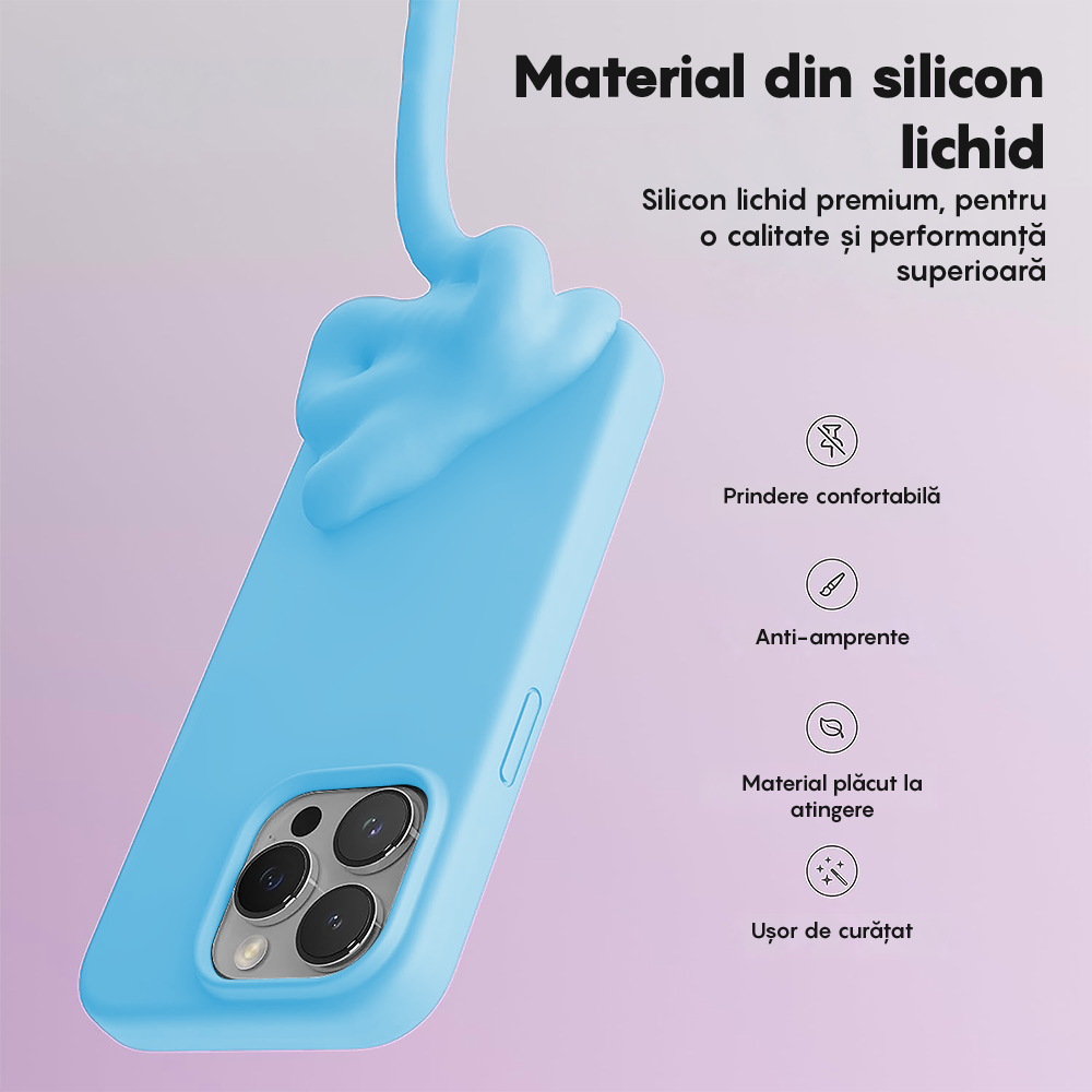Husa Soft Silicone - iPhone 15 Pro Max - Cadet Blue