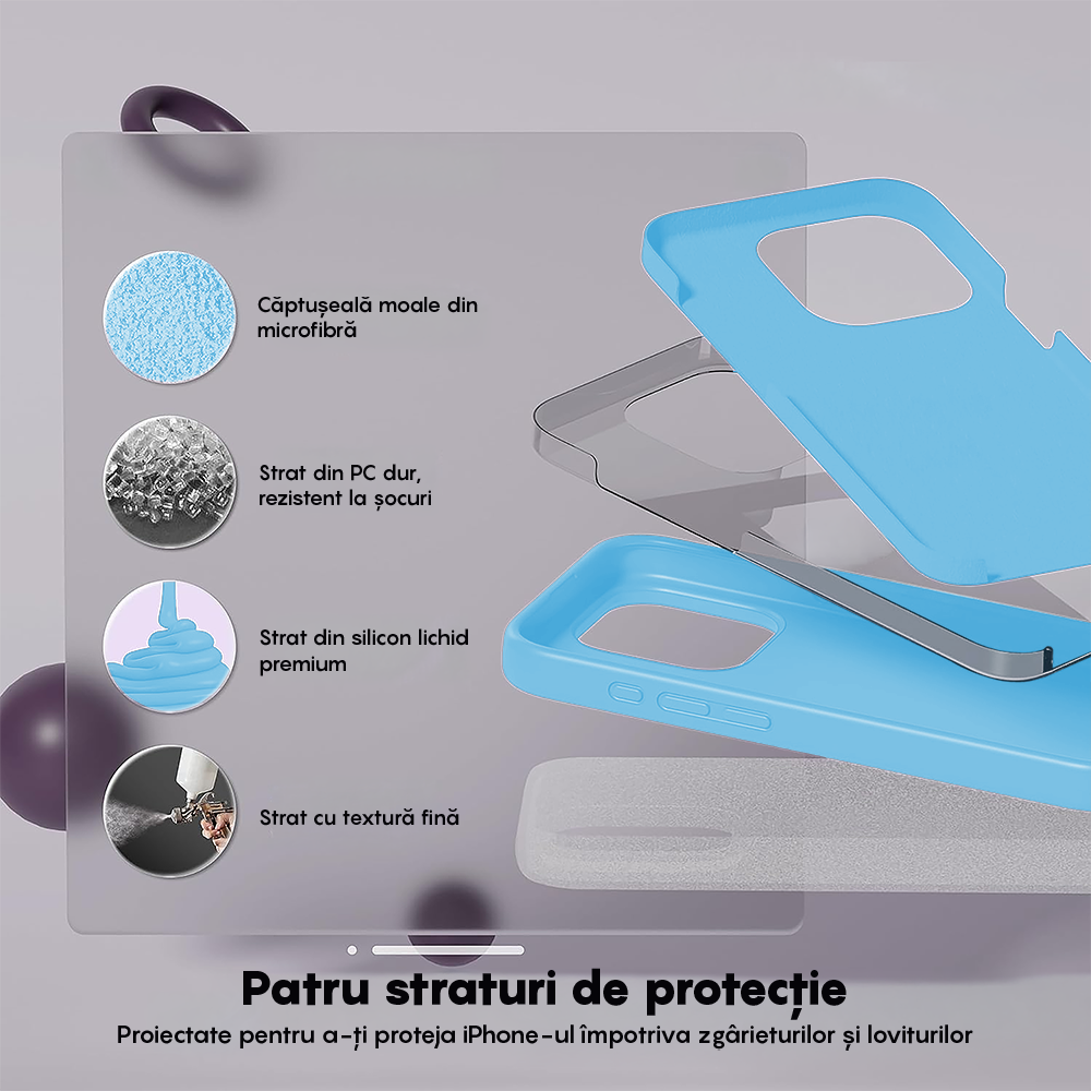 Husa Soft Silicone - iPhone 15 Pro Max - Cadet Blue